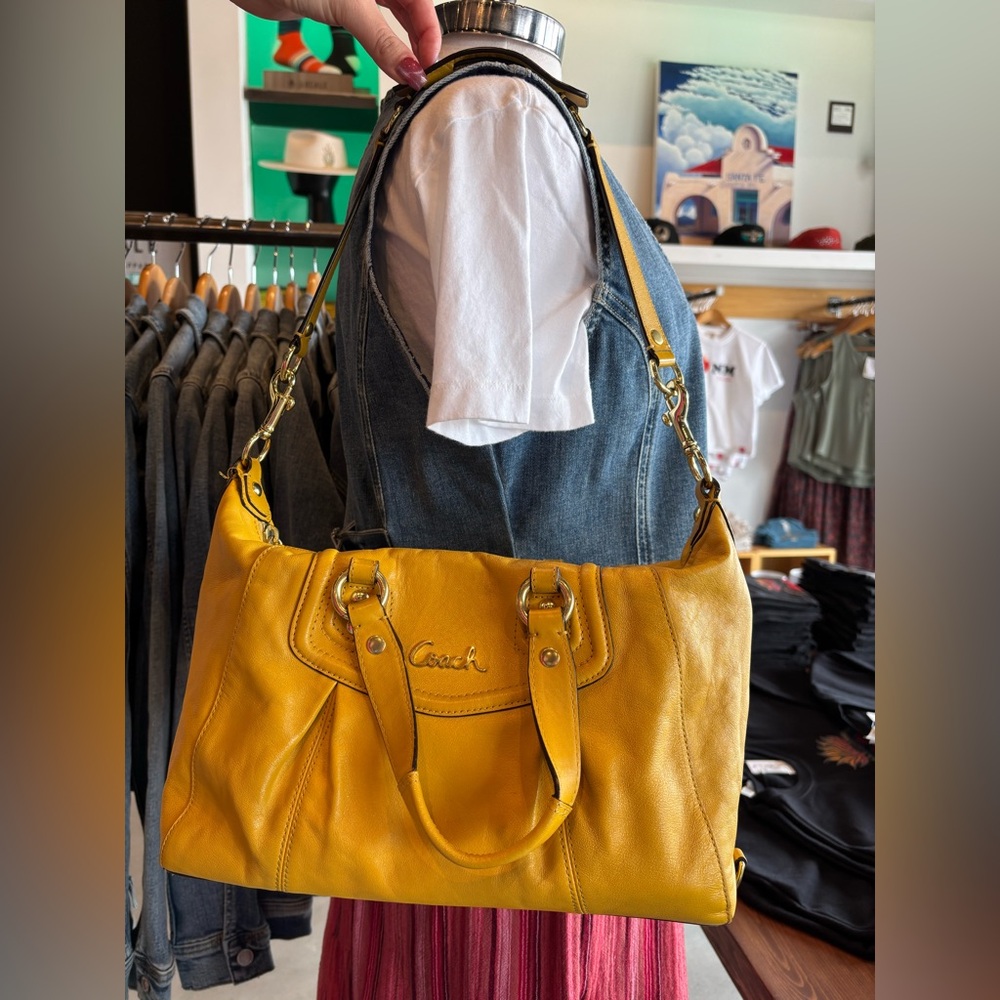 Coach Yellow Shoulder Bag with Structured Design